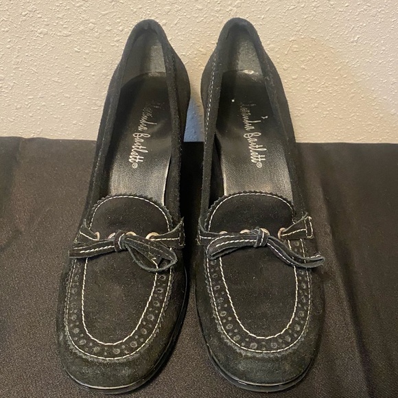 Vintage Alexandra Bartlett Suede Wedge Loafers 8 - Picture 1 of 6
